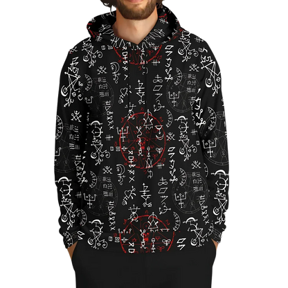 ARCANE MAGIC SEALS YOGA HOODIE WITH ALCHEMY SYMBOLS - Aop