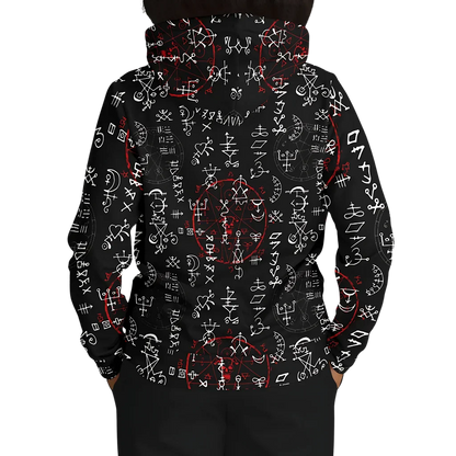 ARCANE MAGIC SEALS YOGA HOODIE WITH ALCHEMY SYMBOLS - Aop