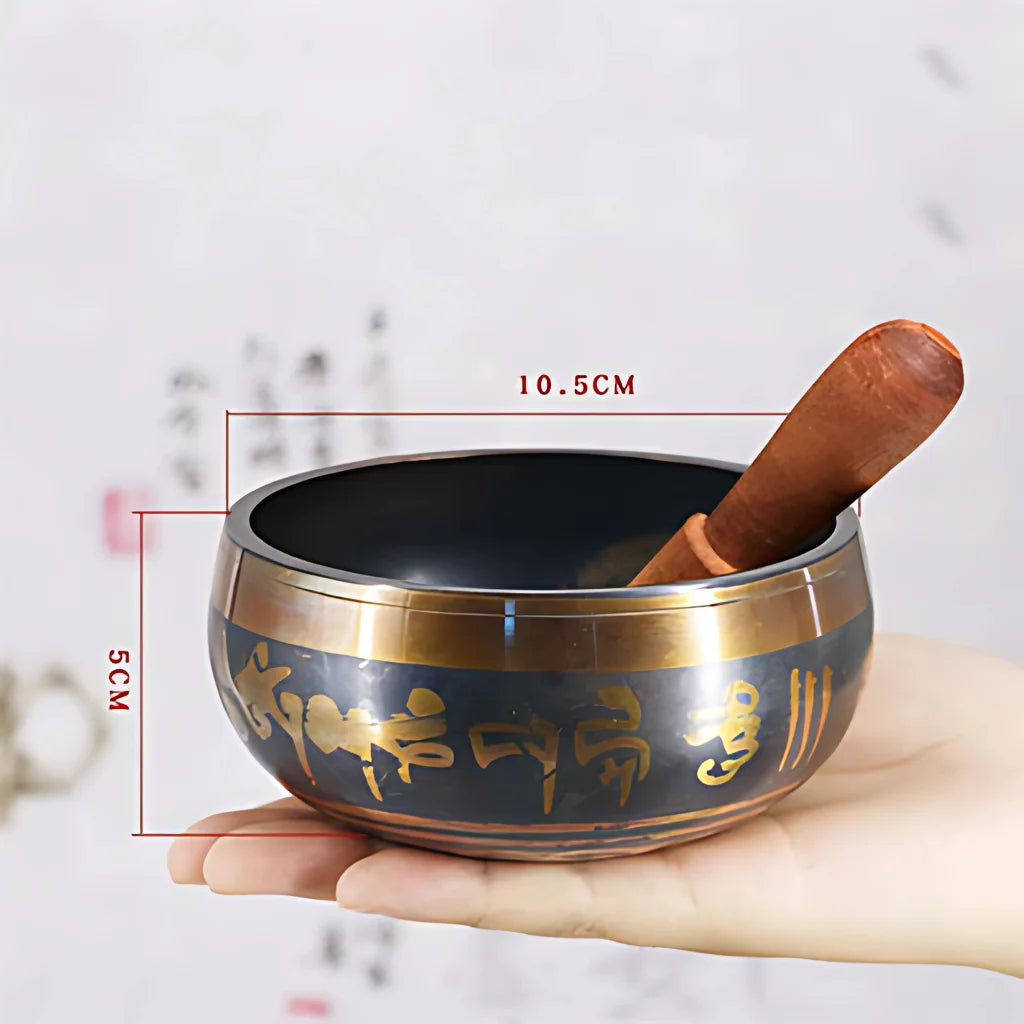 AUTHENTIC TIBETAN SINGING BOWL FOR MEDITATION & HEALING - 10.5cm Black - sound bowl