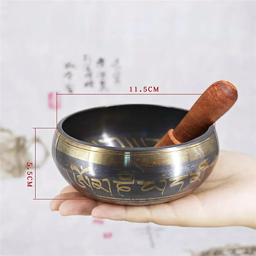 AUTHENTIC TIBETAN SINGING BOWL FOR MEDITATION & HEALING - 11.5cm Black - sound bowl