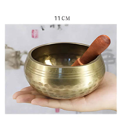 AUTHENTIC TIBETAN SINGING BOWL FOR MEDITATION & HEALING - 11cm Gold - sound bowl