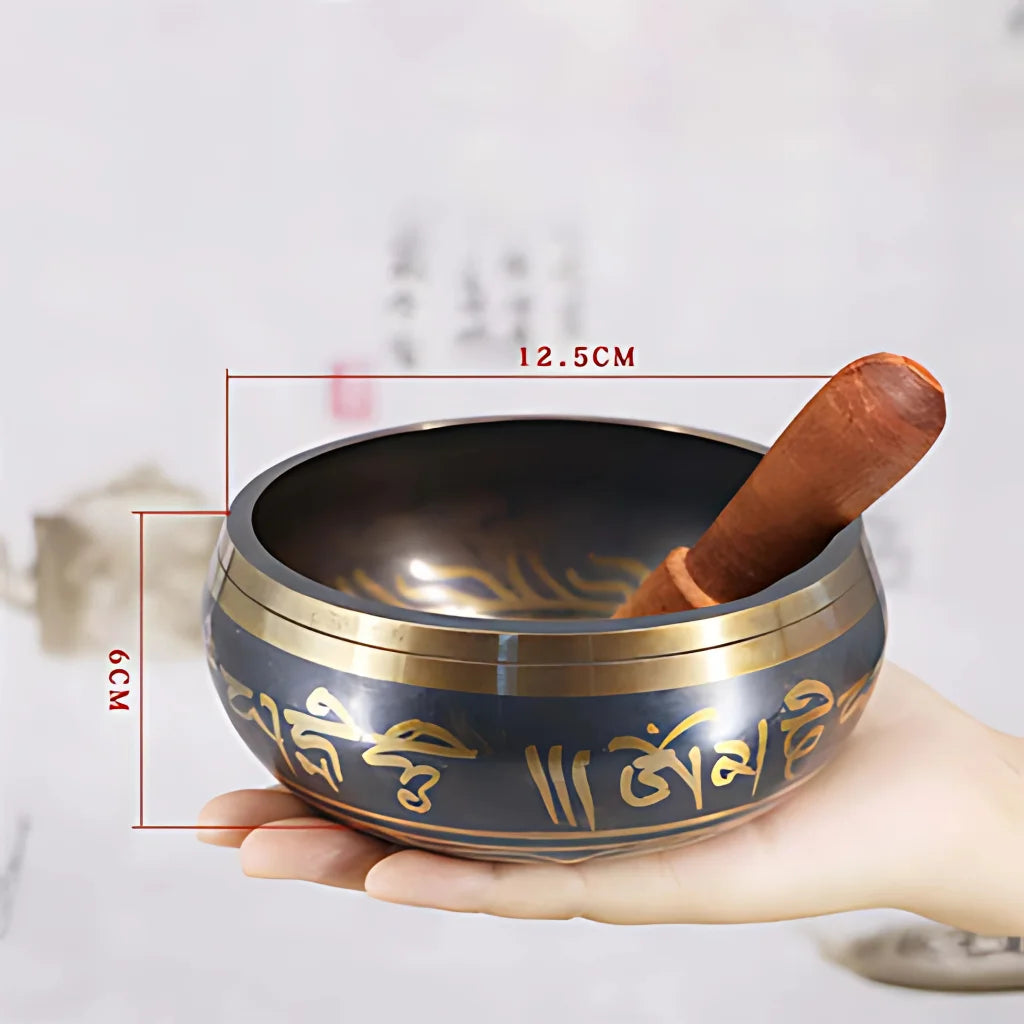 AUTHENTIC TIBETAN SINGING BOWL FOR MEDITATION & HEALING - 12.5cm Black - sound bowl