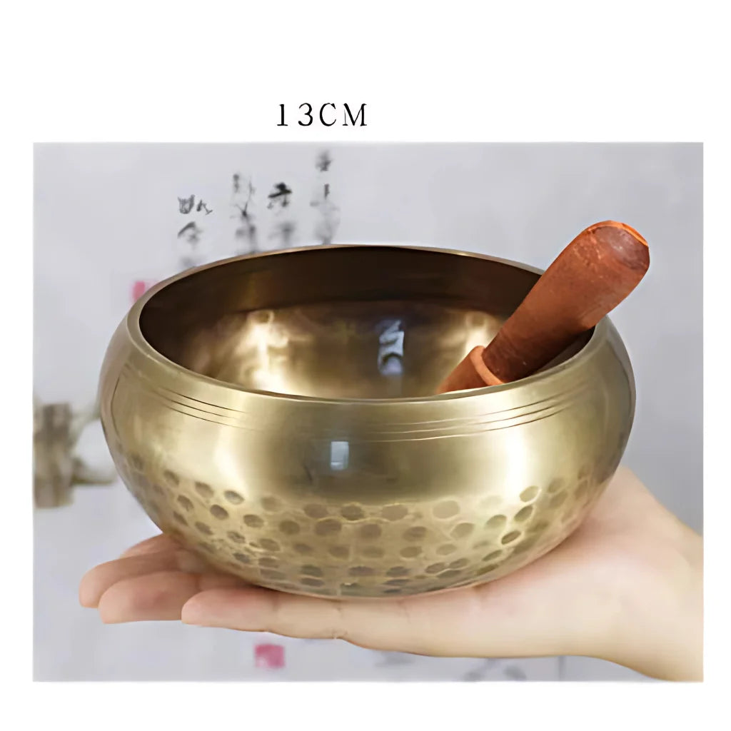 AUTHENTIC TIBETAN SINGING BOWL FOR MEDITATION & HEALING - 13cm Gold - sound bowl