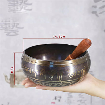 AUTHENTIC TIBETAN SINGING BOWL FOR MEDITATION & HEALING - 14.5cm Black - sound bowl