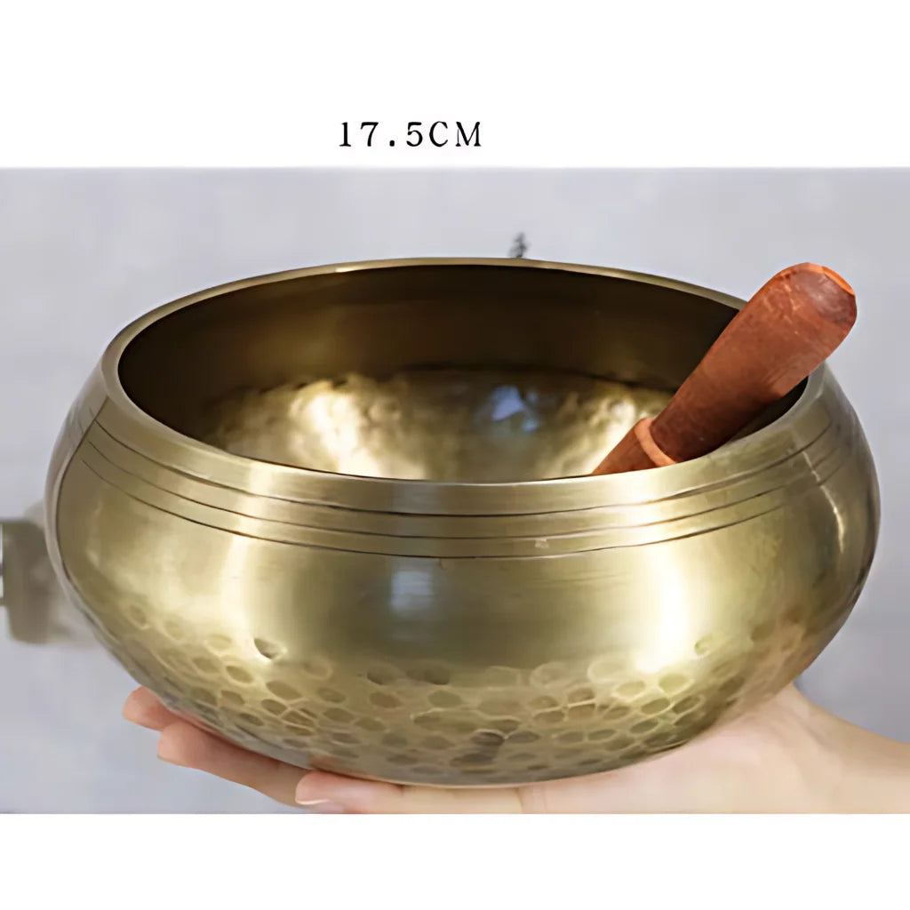 AUTHENTIC TIBETAN SINGING BOWL FOR MEDITATION & HEALING - 17.5cm Gold - sound bowl