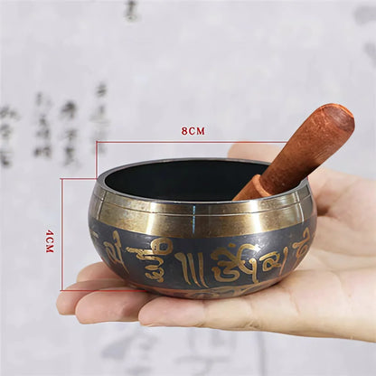 AUTHENTIC TIBETAN SINGING BOWL FOR MEDITATION & HEALING - 8.5cm Black - sound bowl