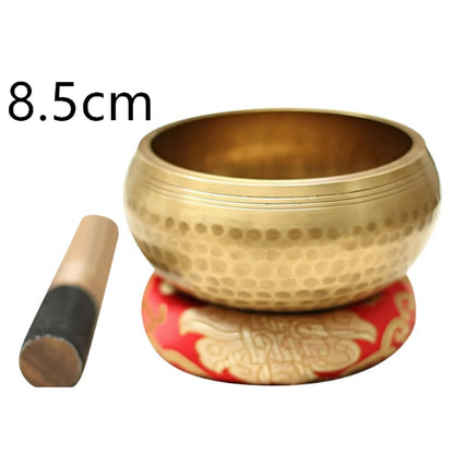 AUTHENTIC TIBETAN SINGING BOWL FOR MEDITATION & HEALING - 8.5cm Gold with red mat - sound bowl