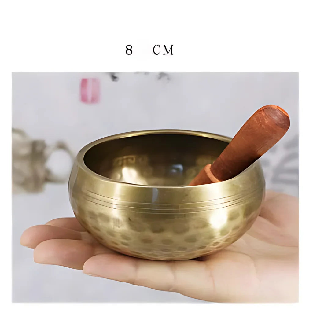 AUTHENTIC TIBETAN SINGING BOWL FOR MEDITATION & HEALING - 8cm Gold - sound bowl