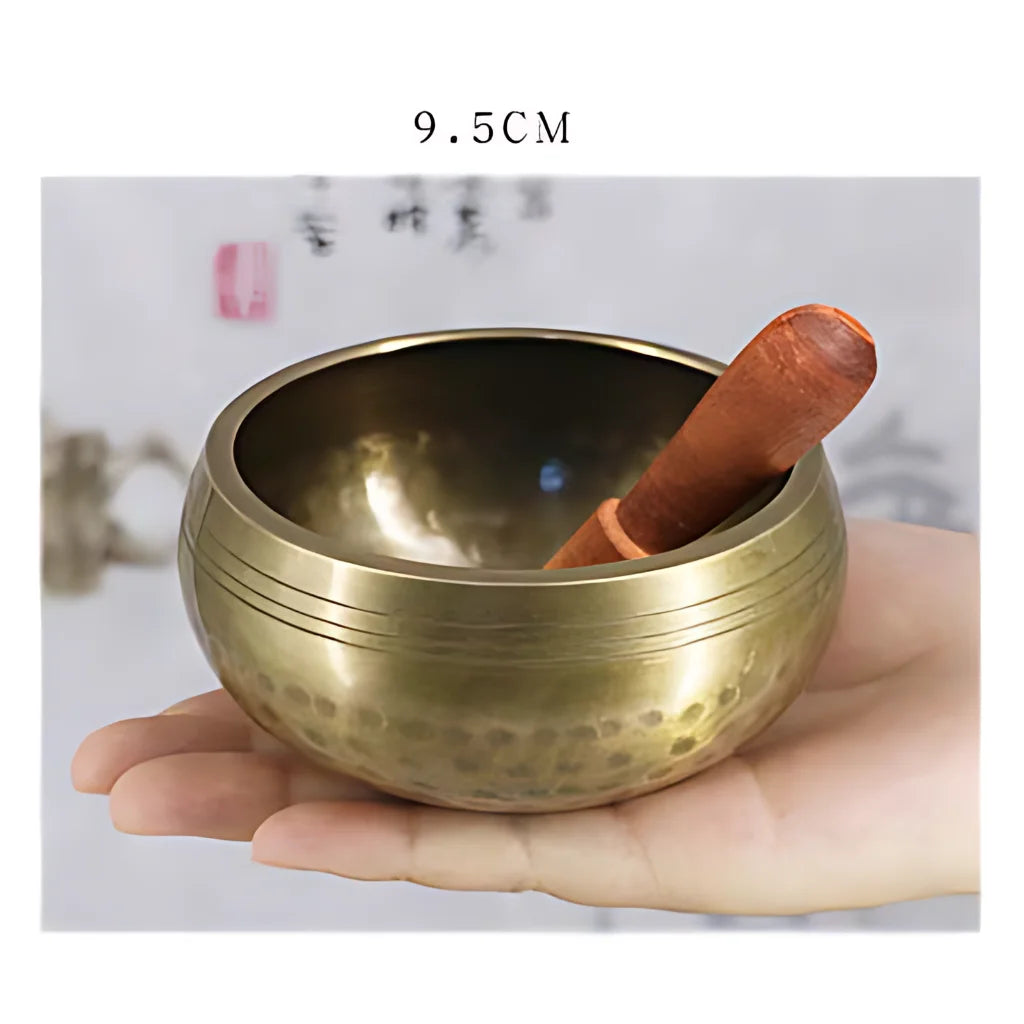 AUTHENTIC TIBETAN SINGING BOWL FOR MEDITATION & HEALING - 9.5cm Gold - sound bowl