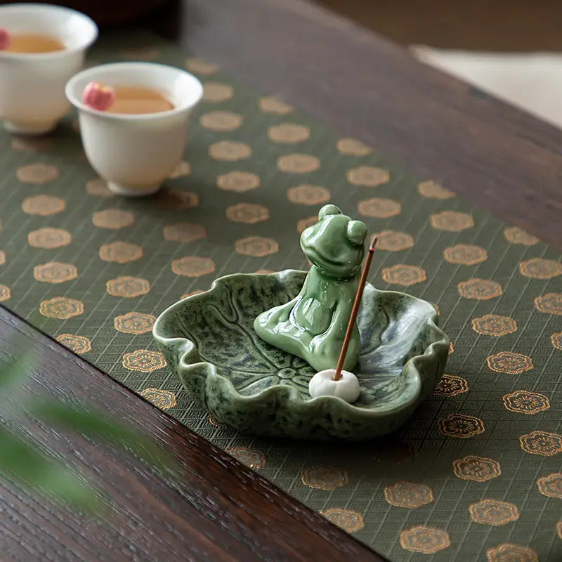 ZEN MEDITATION FROG YOGA STATUE JOSS-STICK HOLDER