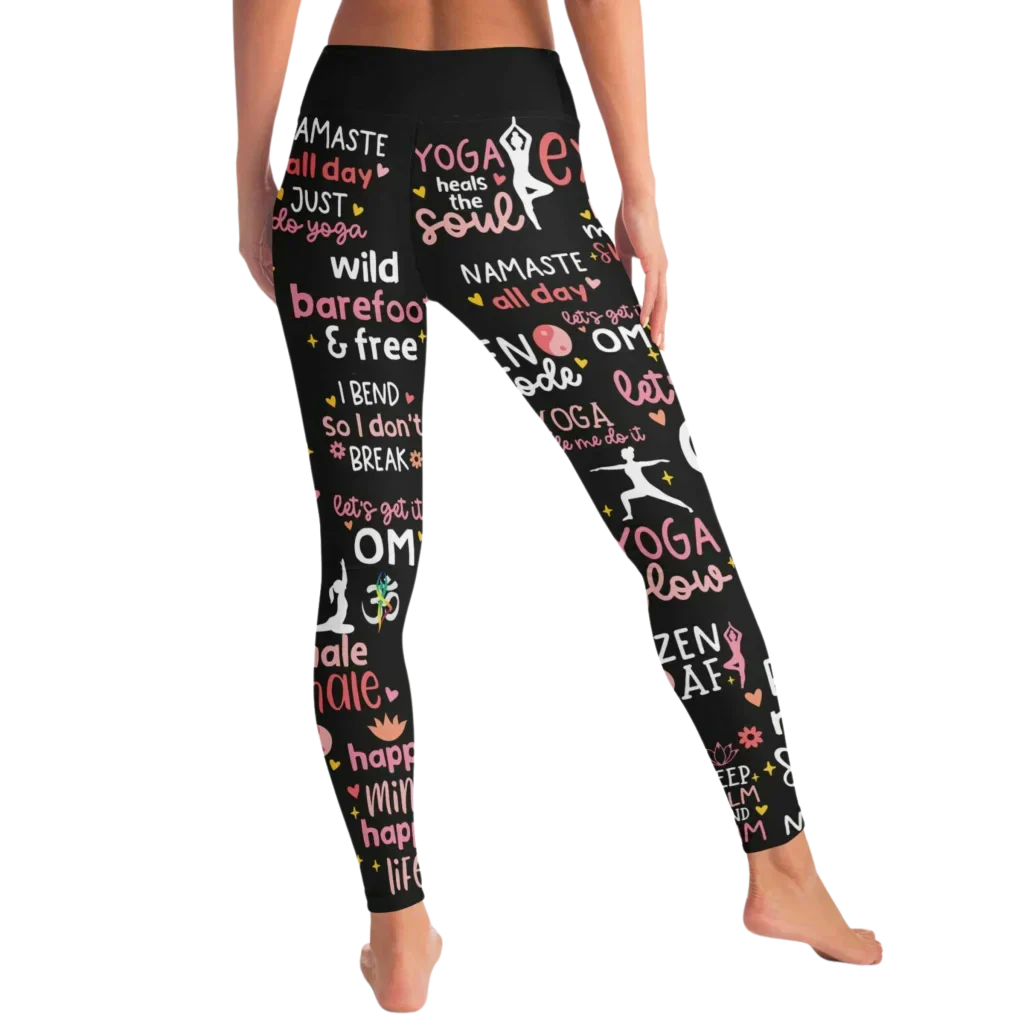 BEST FEMALE YOGA PANTS WITH MOTIVATIONAL QUOTE FOR WOMEN - Yoga Leggings - AOP