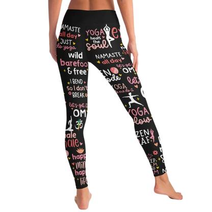 BEST FEMALE YOGA PANTS WITH MOTIVATIONAL QUOTE FOR WOMEN - Yoga Leggings - AOP