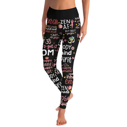 BEST FEMALE YOGA PANTS WITH MOTIVATIONAL QUOTE FOR WOMEN - Yoga Leggings - AOP