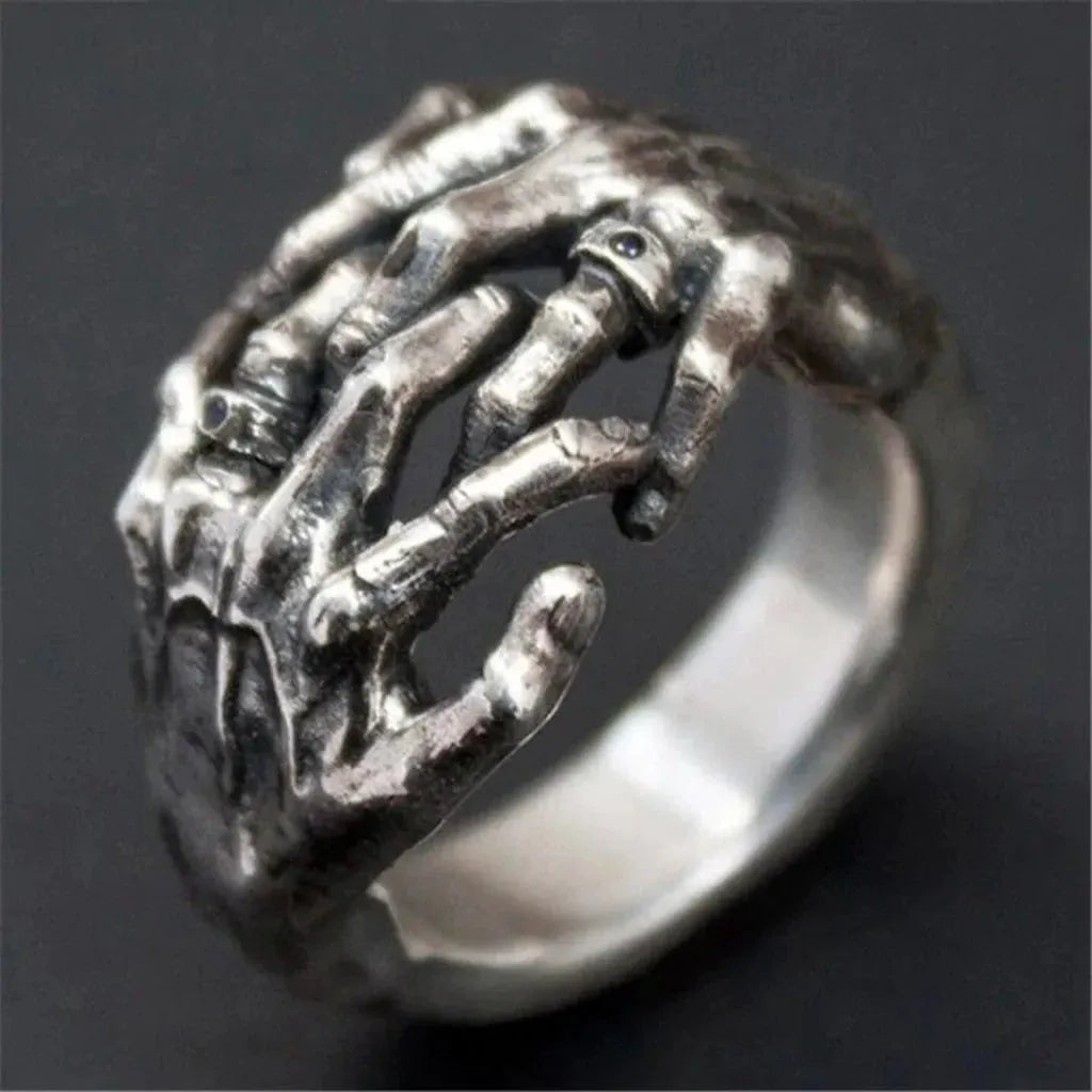 Black Gothic Rings With Geometric Retro Design - Ring / 7