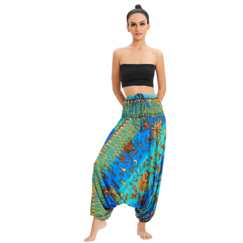 BOHEMIAN DREAMSCAPE CONVERTIBLE JUMPSUIT - Blue And Green