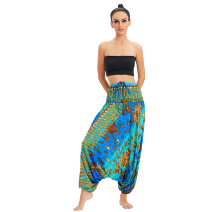 BOHEMIAN DREAMSCAPE CONVERTIBLE JUMPSUIT - Blue And Green