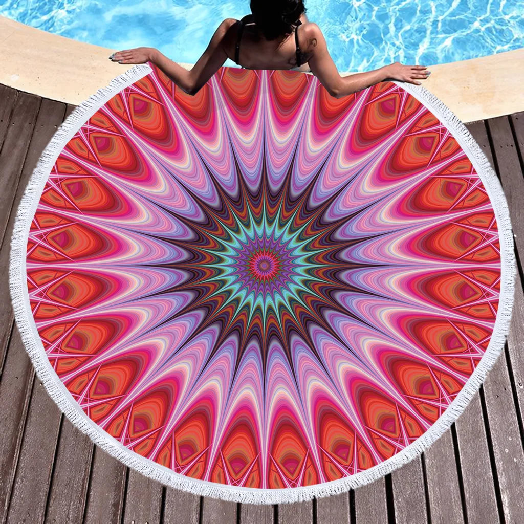 BOHEMIAN ROUND YOGA MAT WITH TASSELS – QUICK DRYING