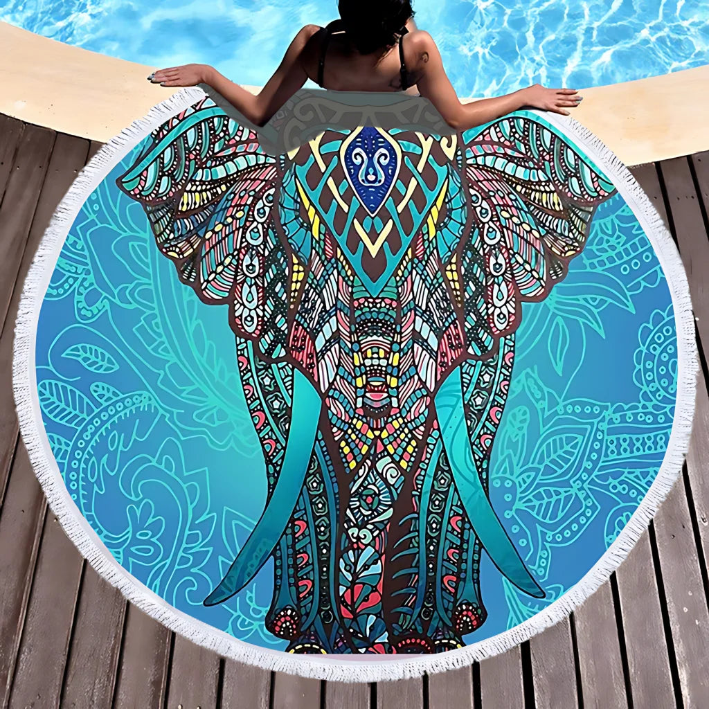 BOHEMIAN ROUND YOGA MAT WITH TASSELS – QUICK DRYING