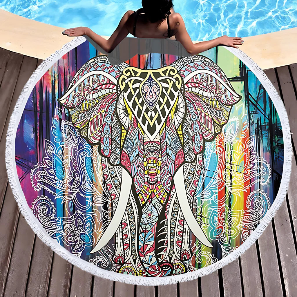 BOHEMIAN ROUND YOGA MAT WITH TASSELS – QUICK DRYING