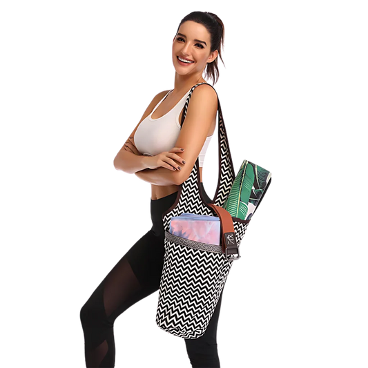 Boho Canvas Tote Yoga Bag With Front Pocket