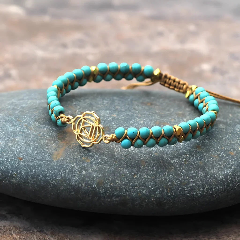 BOHO DOUBLE-BRAIDED BEAD BRACELET FOR SPIRITUAL HARMONY - Blue - Bracelet