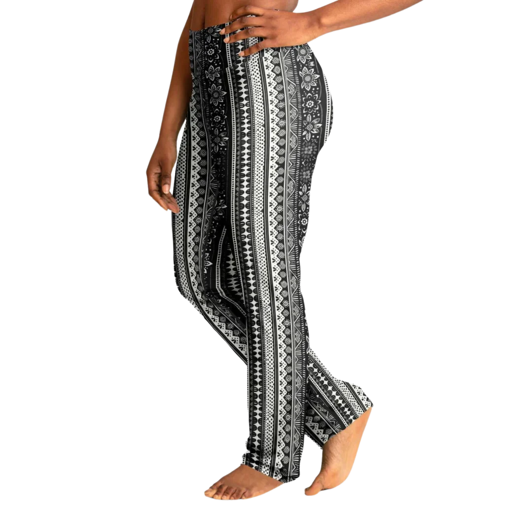 BOHO FLARE YOGA LEGGINGS FOR WOMEN WITH VIBRANT ETHNIC