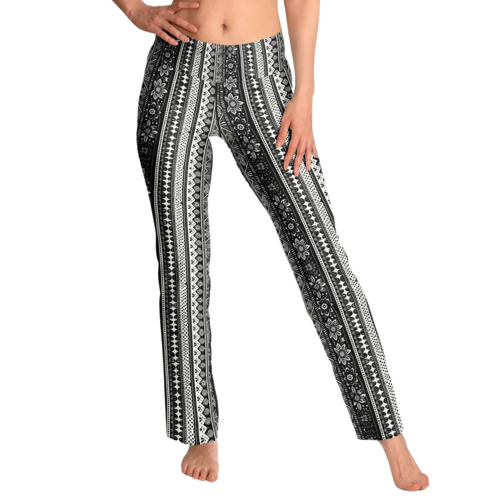 BOHO FLARE YOGA LEGGINGS FOR WOMEN WITH VIBRANT ETHNIC