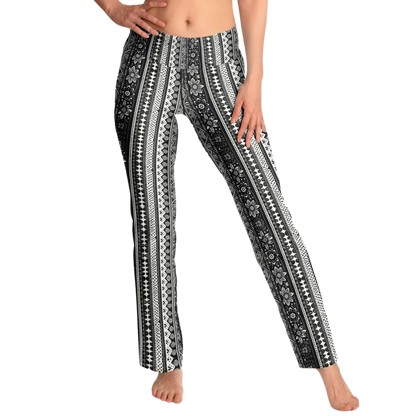 BOHO FLARE YOGA LEGGINGS FOR WOMEN WITH VIBRANT ETHNIC