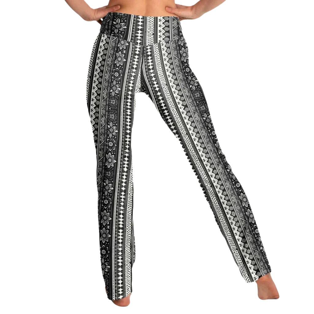 BOHO FLARE YOGA LEGGINGS FOR WOMEN WITH VIBRANT ETHNIC