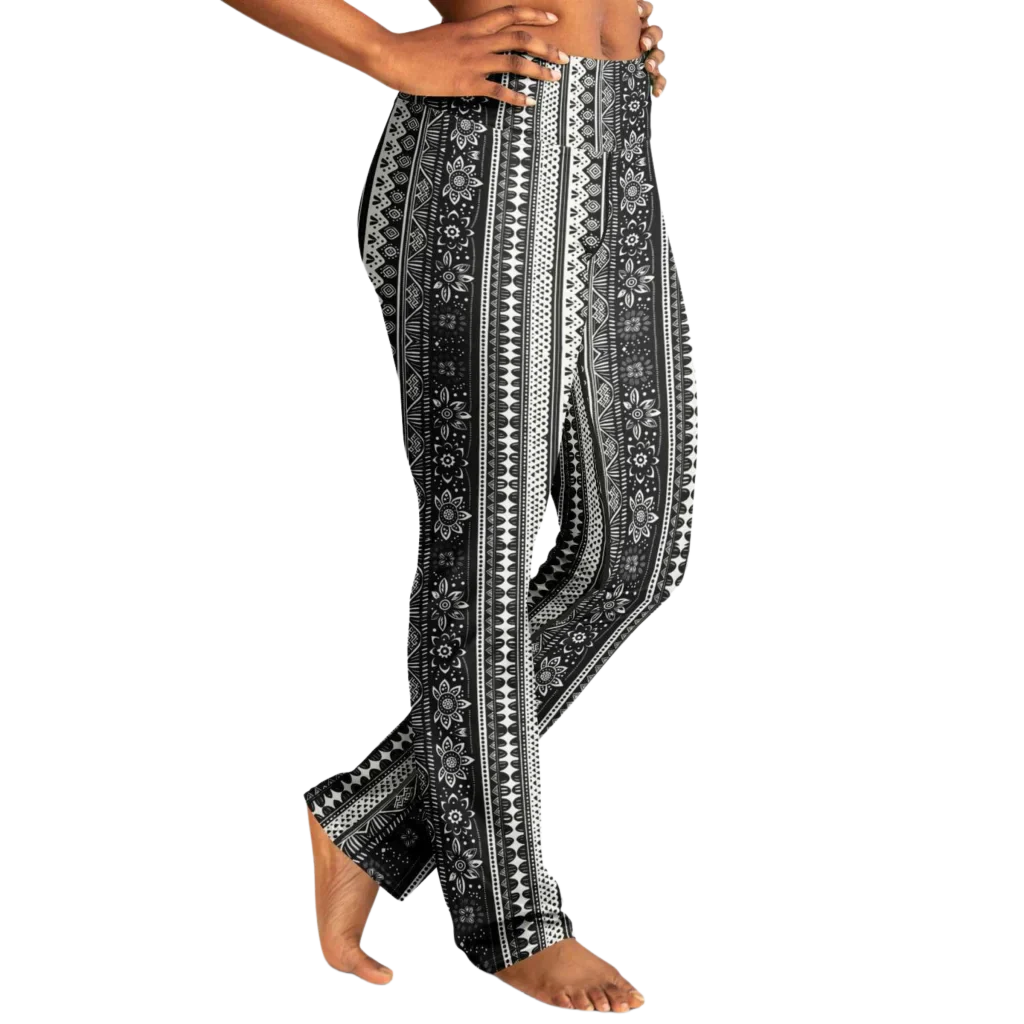 BOHO FLARE YOGA LEGGINGS FOR WOMEN WITH VIBRANT ETHNIC