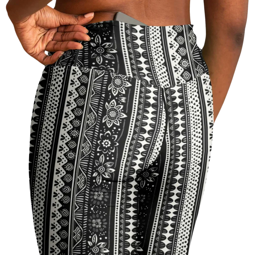 BOHO FLARE YOGA LEGGINGS FOR WOMEN WITH VIBRANT ETHNIC