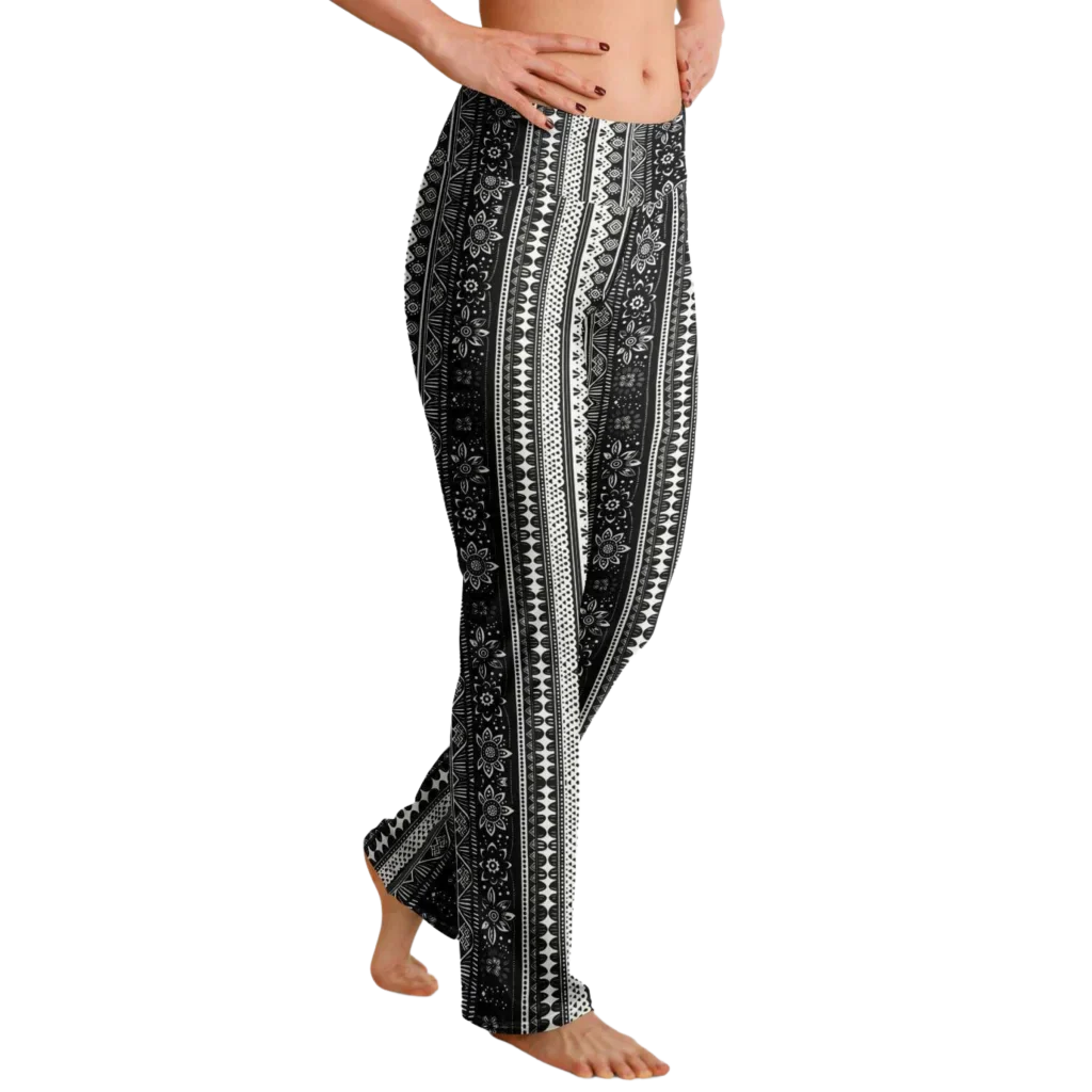 BOHO FLARE YOGA LEGGINGS FOR WOMEN WITH VIBRANT ETHNIC