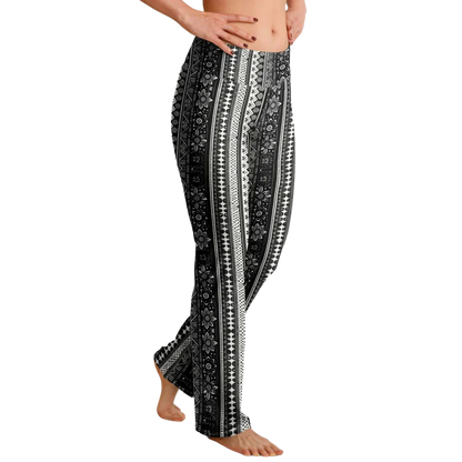 BOHO FLARE YOGA LEGGINGS FOR WOMEN WITH VIBRANT ETHNIC