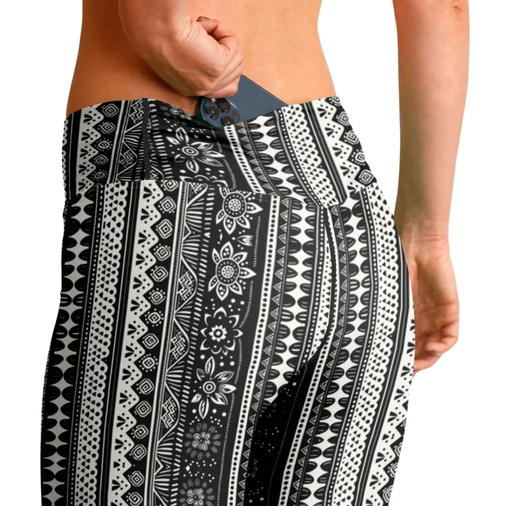 BOHO FLARE YOGA LEGGINGS FOR WOMEN WITH VIBRANT ETHNIC