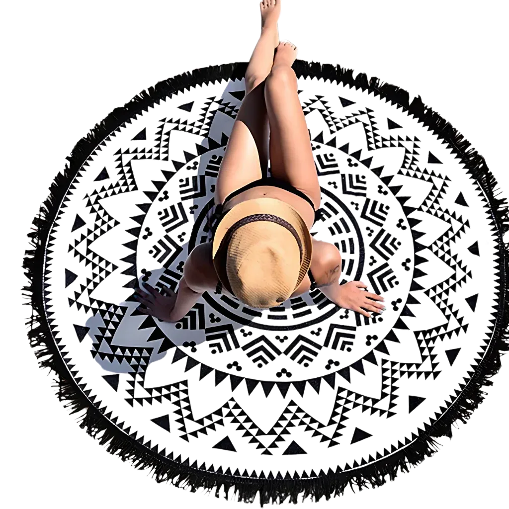 Boho Fringe Round Yoga Rug For Outdoor Practice - Style