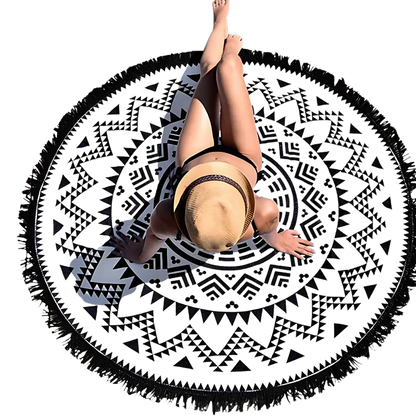 Boho Fringe Round Yoga Rug For Outdoor Practice - Style