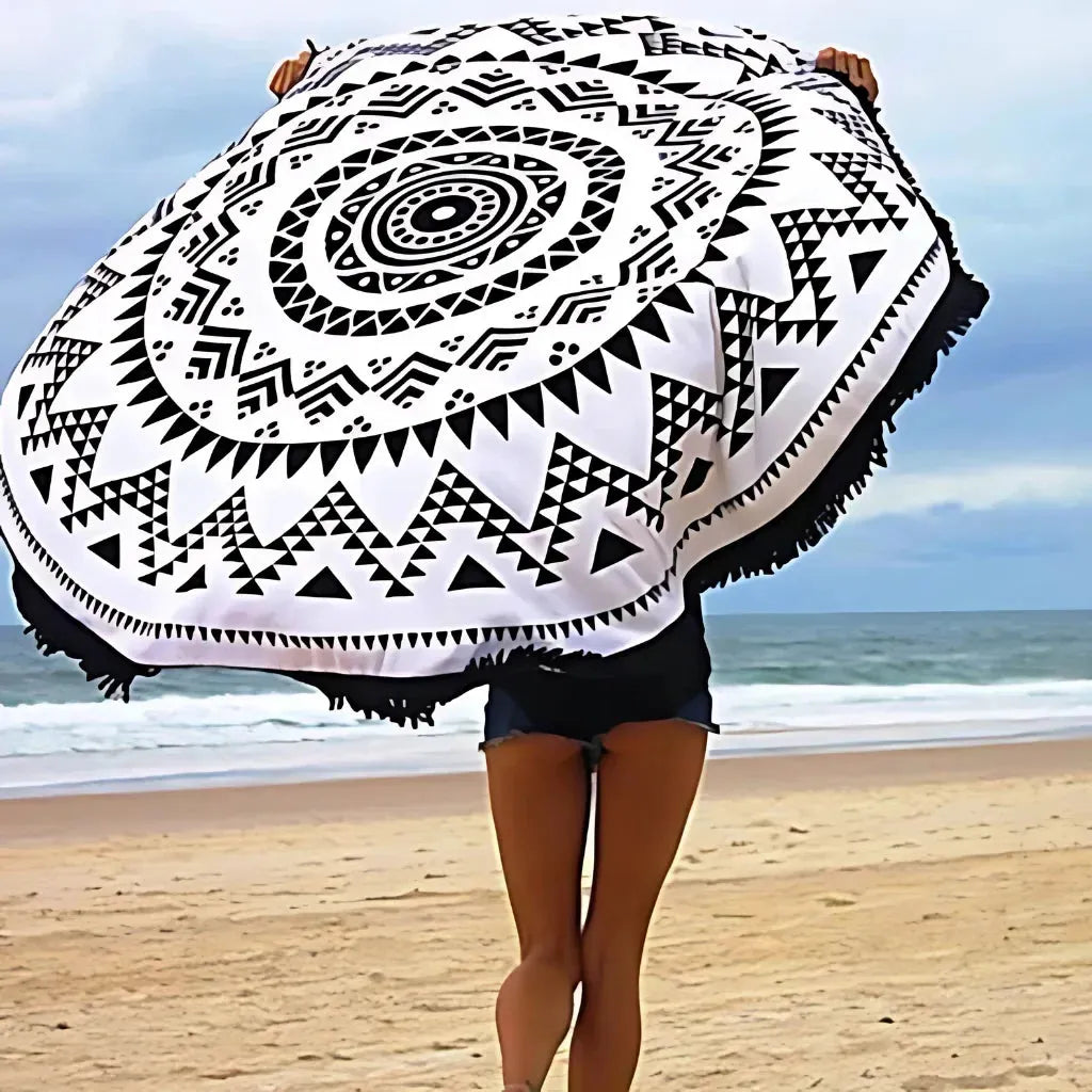 Boho Fringe Round Yoga Rug For Outdoor Practice - Style