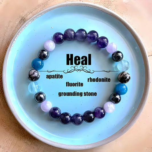 BOHO GEMSTONE BEAD BRACELET FOR SPIRITUAL ENERGY - Purple - Bracelet