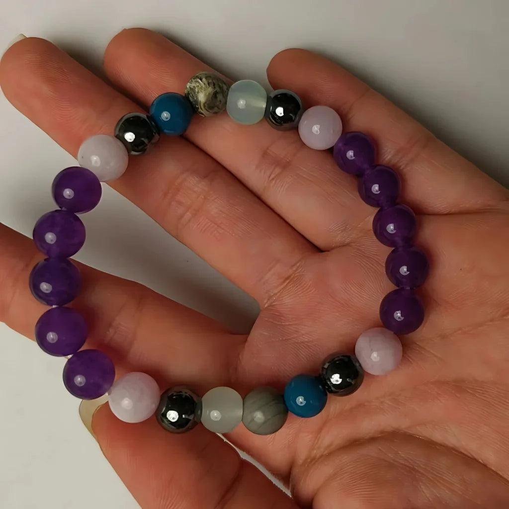 BOHO GEMSTONE BEAD BRACELET FOR SPIRITUAL ENERGY - Purple - Bracelet