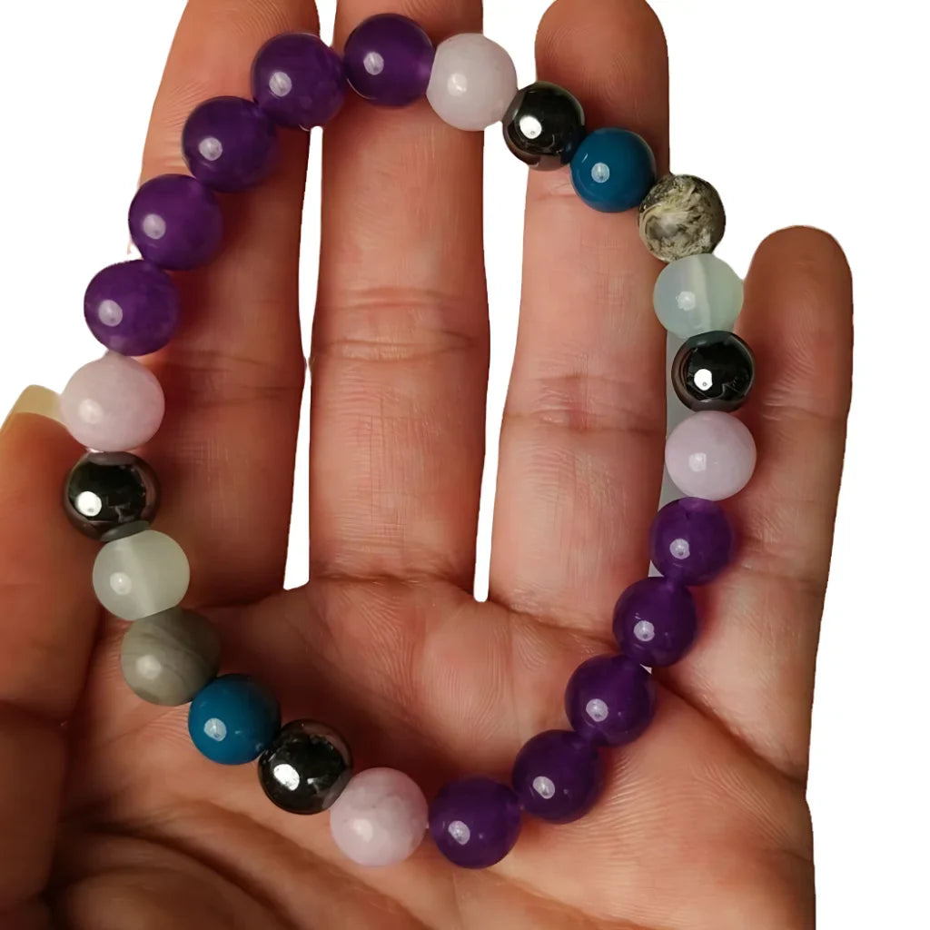 BOHO GEMSTONE BEAD BRACELET FOR SPIRITUAL ENERGY - Purple - Bracelet