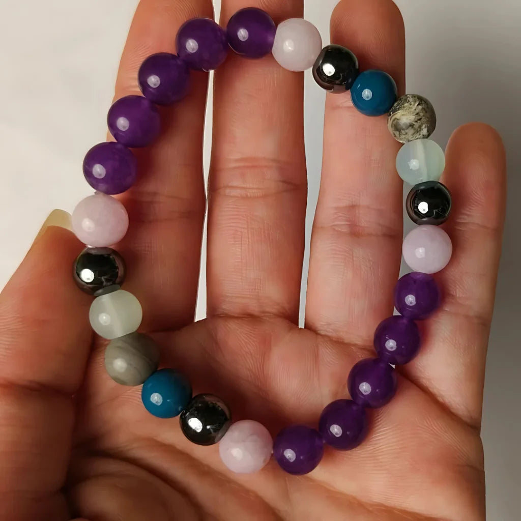 BOHO GEMSTONE BEAD BRACELET FOR SPIRITUAL ENERGY - Purple - Bracelet