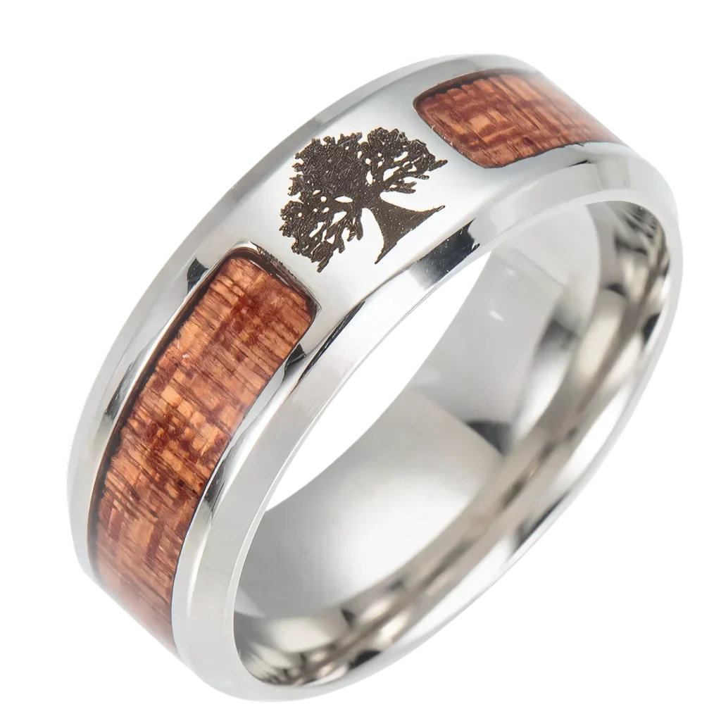 BOHO MAGIC RINGS WITH WOOD INLAY FOR MEN AND WOMEN - 1 / 10