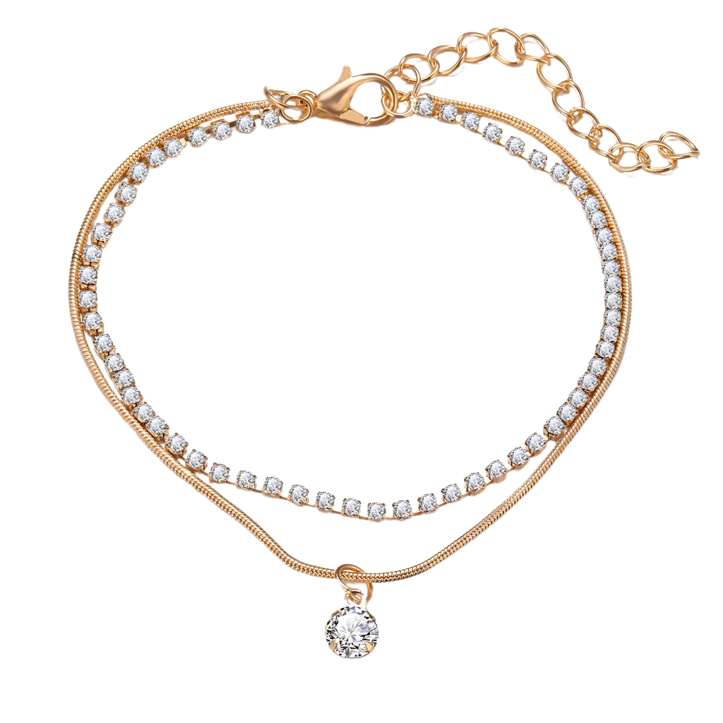 BOHO STYLE BEADED ANKLET WITH CUBIC ZIRCONIA - Anklet