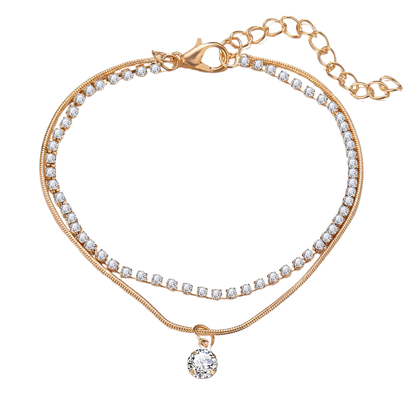 BOHO STYLE BEADED ANKLET WITH CUBIC ZIRCONIA - Anklet