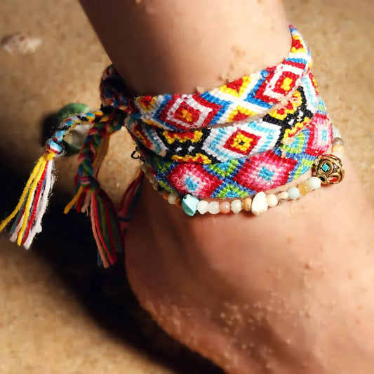 Boho Woven Beachy Anklets For Yoga & Travel