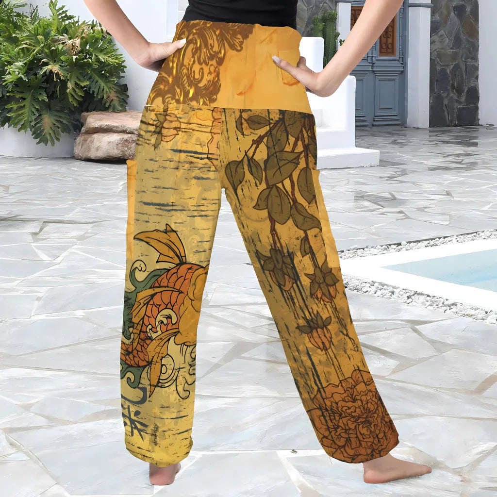 BUDDHA BLOSSOM HAREM YOGA PANTS WITH POCKETS - harem beam