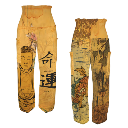 BUDDHA BLOSSOM HAREM YOGA PANTS WITH POCKETS - harem beam