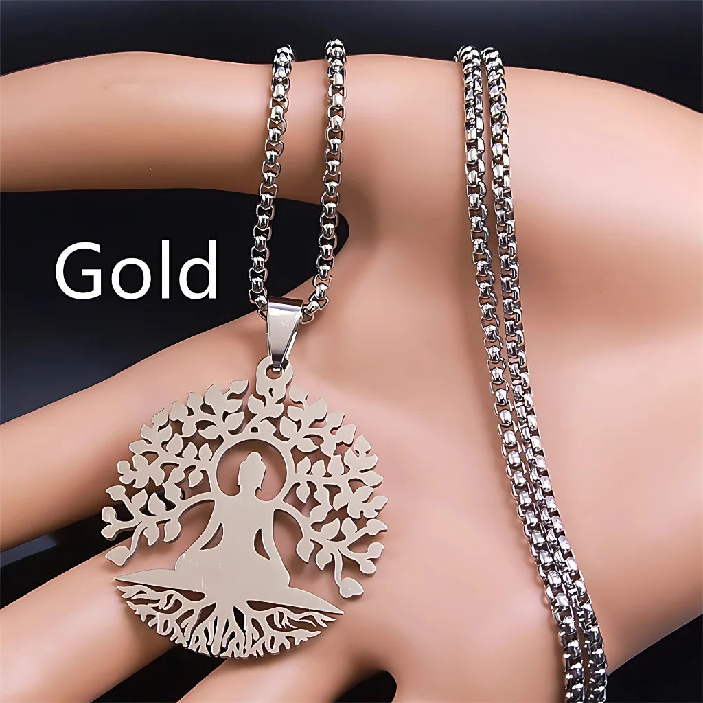 BUDDHA NECKLACE WITH PENDANT FOR SPIRITUAL AWAKENING - Gold 60cm - Necklace