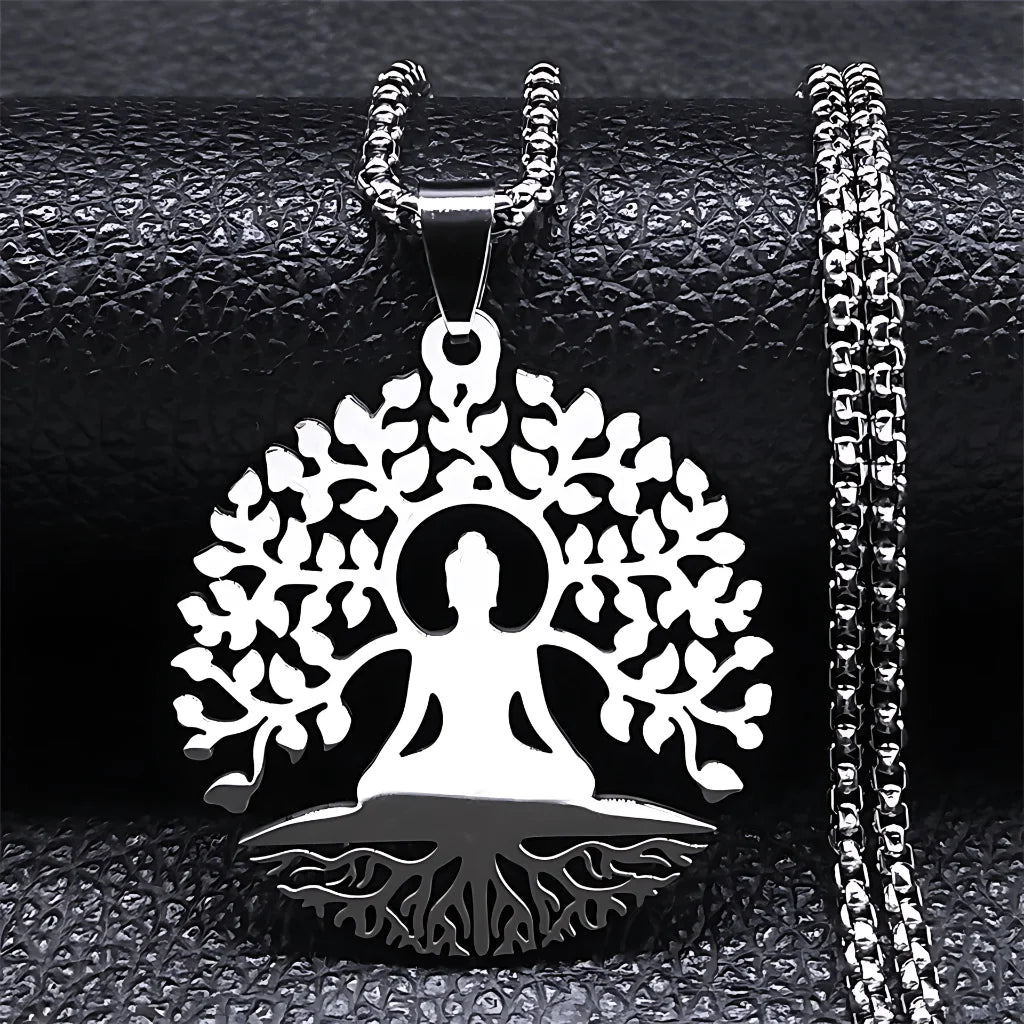 BUDDHA NECKLACE WITH PENDANT FOR SPIRITUAL AWAKENING - Silver 60cm - Necklace