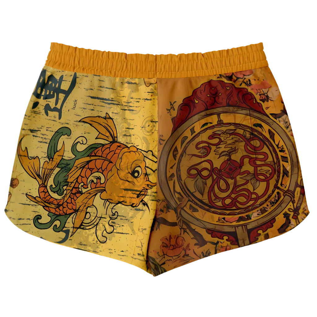 BUDDHA SAKURA BLOSSOMS LOOSE YOGA SHORTS WITH POCKETS